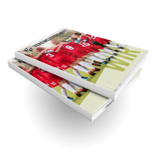 Vereinsheft mit Hardcover Bindung Foliendruck auf ablösbare Klebefolie